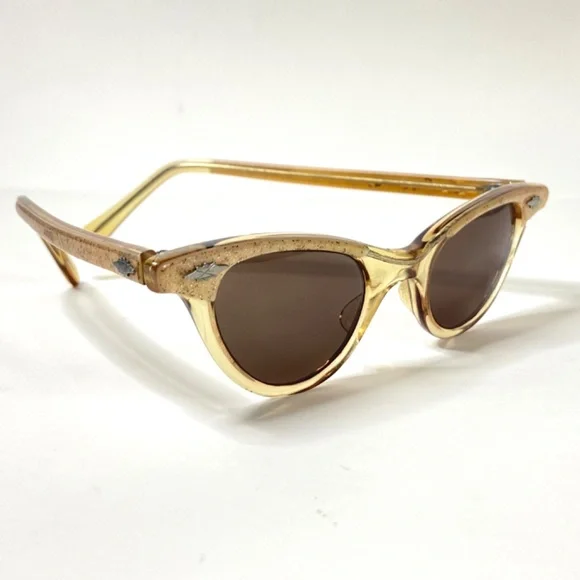 VTG Cateye Sunglasses Gold S/C-USA 40-20 Child 50s Atomic Retro MCM Mid Century - Picture 6 of 12